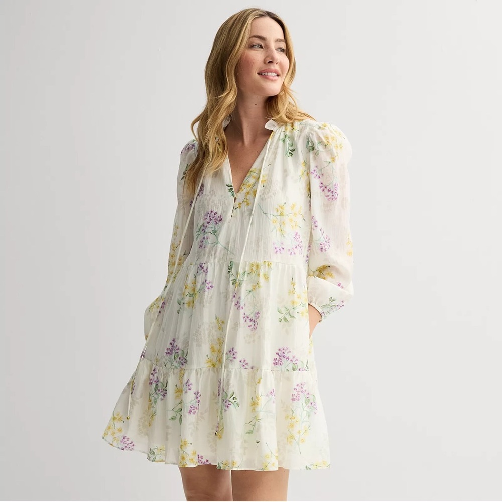 Women's Taylor Ruffle Hem Smock Dress Size S